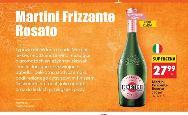 Wino musujące Martini Frizzante Rosato promocja w Biedronka