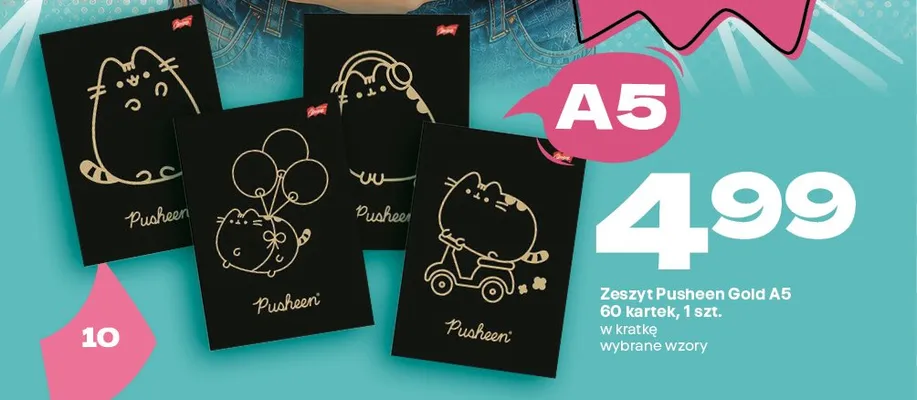 Zeszyt Pusheen Gold A5 60 kartek w kratkę promocja w Twój Market