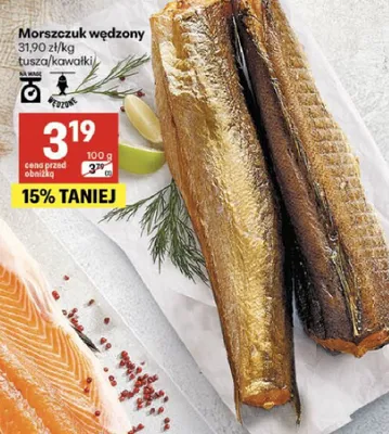 Morszczuk wędzony kawałki promocja w Delikatesy Centrum