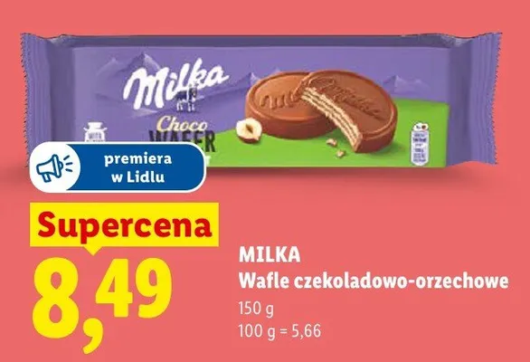 Wafle czekoladowo-orzechowe Milka Choco Wafer promocja w Lidl
