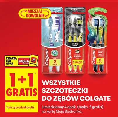 Wszystkie szczoteczki do zębów 1+1 GRATIS promocja w Biedronka