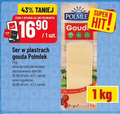 Ser w plastrach gouda Polmlek promocja w POLOmarket