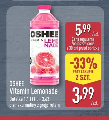 Vitamin Lemonade o smaku maliny z grejpfrutem Oshee promocja w Aldi
