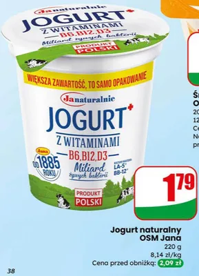 Jogurt naturalny OSM promocja w Dino