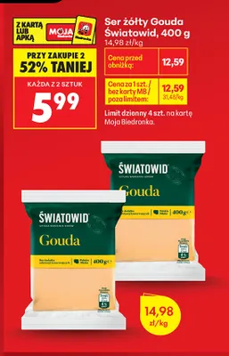 Ser żółty Gouda Światowid promocja w Biedronka