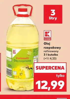 Olej rzepakowy rafinowany K-Classic promocja w Kaufland