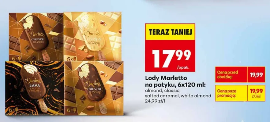 Lody Marletto na patyku promocja w Biedronka