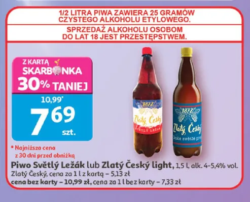 Piwo Zlatý Český Světlý Ležák promocja w Auchan