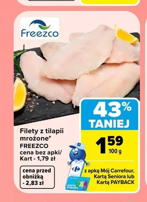 Filety z tilapii mrożone Freezco promocja w Carrefour Market