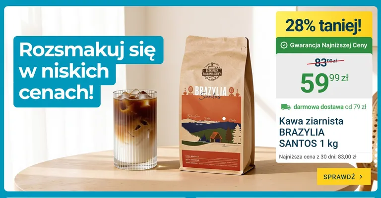 Kawa ziarnista Beskidzka Palarnia Kawy Brazylia Santos promocja w ERLI