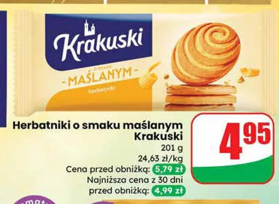 Herbatniki o smaku maślanym Krakuski promocja w Dino