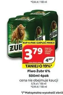 Piwo Żubr 6% 4-pak promocja w Delfin