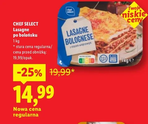 Lasagne po bolońsku Chef Select promocja w Lidl