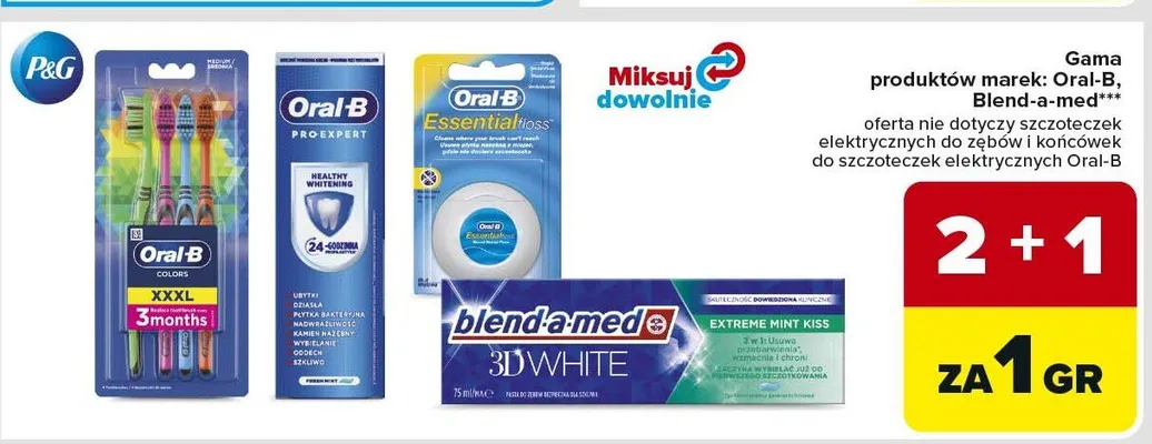 Gama produktów marek: Oral-B, Blend-a-med promocja w Carrefour Market