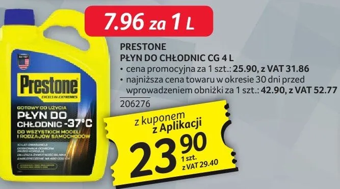 Płyn do chłodnic CG 4 l Prestone promocja w Selgros
