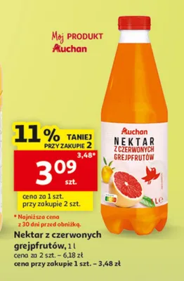 Nektar z czerwonych grejpfrutów Auchan promocja w Auchan