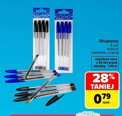 Długopisy czarne 4-pak promocja w Carrefour Market