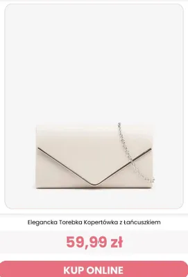 Torebka kopertówka elegancka z łańcuszkiem Renee promocja w Renee
