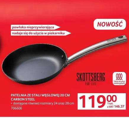 Patelnia ze stali węglowej 20cm Carbon Steel SKOTTSBERG promocja w Selgros
