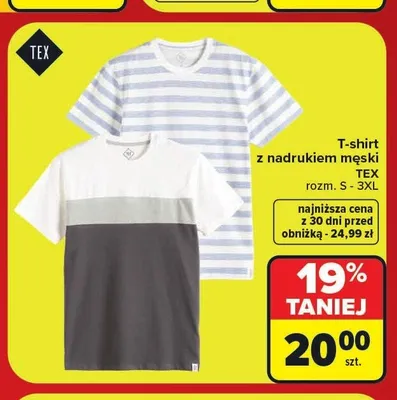 T-shirt z nadrukiem męski TEX promocja w Carrefour