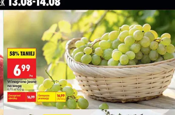 Winogrono jasne na wagę promocja w Biedronka