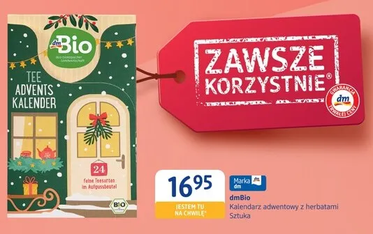 Kalendarz adwentowy z herbatami dmBio promocja w Drogerie DM