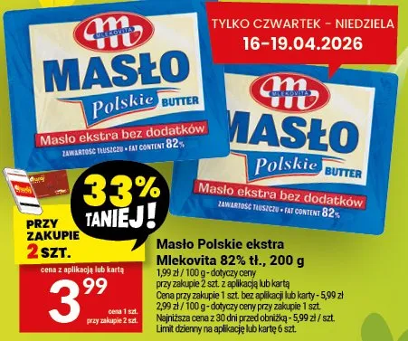 Masło Polskie ekstra bez dodatków promocja w Twój Market