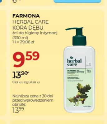Żel do higieny intymnej Farmona Herbal Care Kora Dębu promocja w Drogerie Jawa