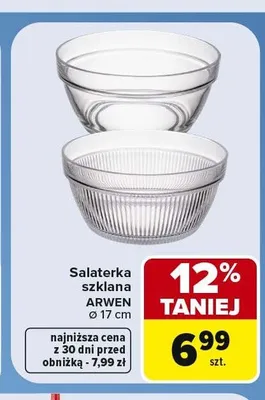 Salaterka szklana Arwen 17 cm promocja w Carrefour