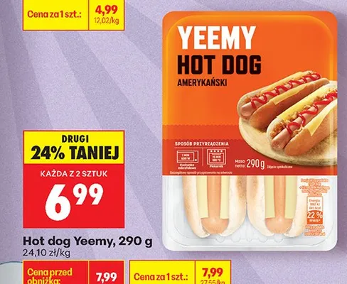 Hot dog amerykański Yeemy promocja w Biedronka