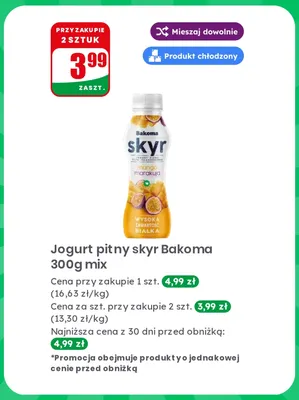 Jogurt pitny Skyr Bakoma promocja w Dino