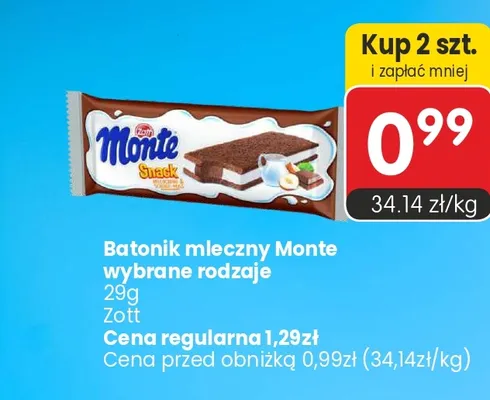 Batonik mleczny Monte Zott promocja w Market Point