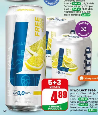 Piwo bezalkoholowe Lech Lemon Pomelo promocja w Dino