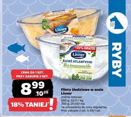 Filety śledziowe w sosie Lisner 280 g promocja w Netto