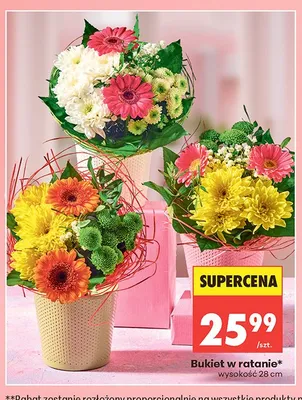 Bukiet w ratanie wysokość 28cm promocja w Biedronka