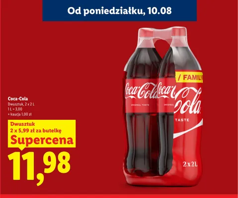 Napój gazowany Coca-Cola 2-pak 2 l promocja w Lidl