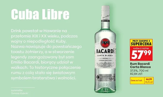 Rum Bacardi Carta Blanca promocja w Biedronka