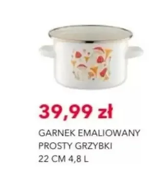 Garnek emaliowany prosty grzybki 22 cm 4,8 l promocja w Nela