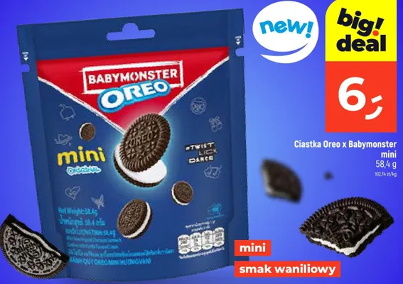 Ciastka Oreo x Babymonster mini smak waniliowy promocja w Dealz