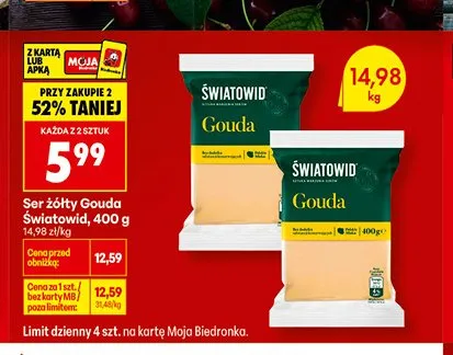 Ser żółty Gouda Światowid promocja w Biedronka