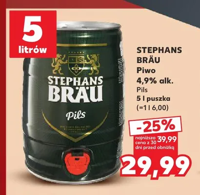 Piwo 4,9% Pils Stephans Bräu promocja w Kaufland
