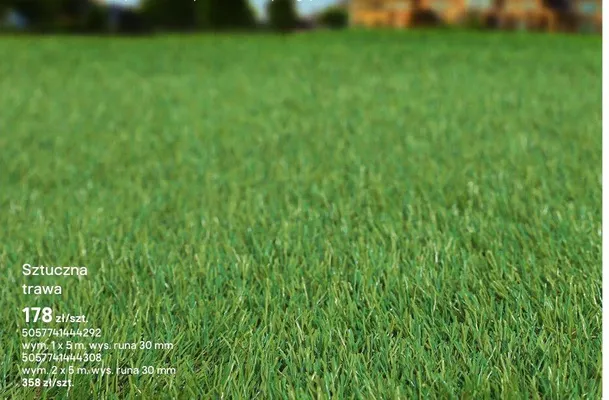Sztuczna trawa wym. 1 x 5 m, wys. runa 30 mm promocja w Castorama