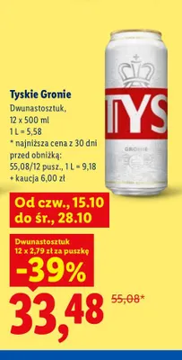 Piwo Tyskie Gronie 12-pak 500 ml promocja w Lidl