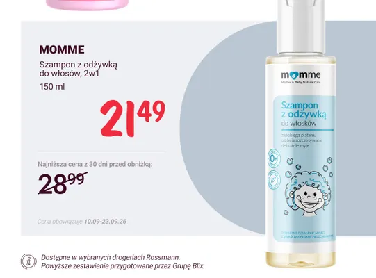 Szampon z odżywką do włosów 2w1 Momme promocja w Rossmann
