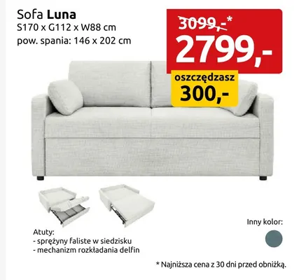 Sofa Luna promocja w Black Red White