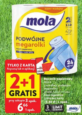 Ręcznik papierowy Mola podwójne megarolki 2-warstwowy promocja w Intermarche