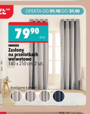 Zasłony na przelotkach welwetowe 140x250 cm 2-pak Smukee promocja w Biedronka Home
