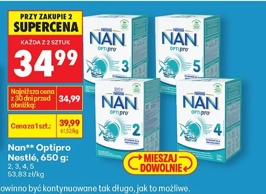 Mleko modyfikowane Optipro 2, 3, 4, 5 650 g promocja w Biedronka
