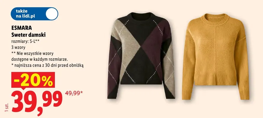 Sweter damski Esmara w romby promocja w Lidl