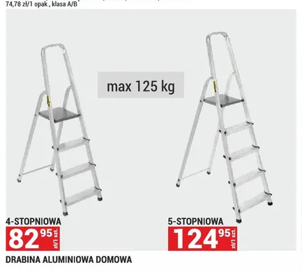 Drabina aluminiowa domowa 5-stopniowa Merkury Market promocja w Merkury Market